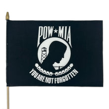 Load image into Gallery viewer, POW 12"x18" Stick Flag (Black)