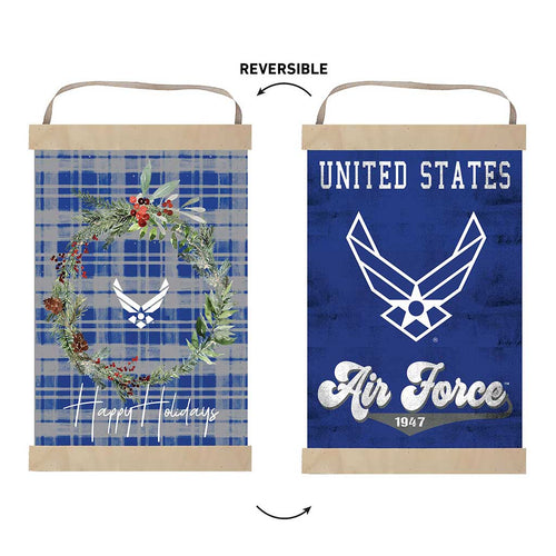 Air Force Plaid Christmas Reversible Banner