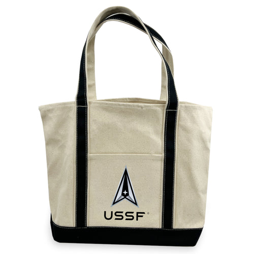 Space Force Delta Classic Natural Canvas Tote (Natural/Black)