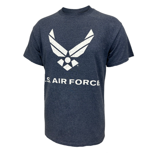 Air Force Distressed Wings T-Shirt (Heather Navy)