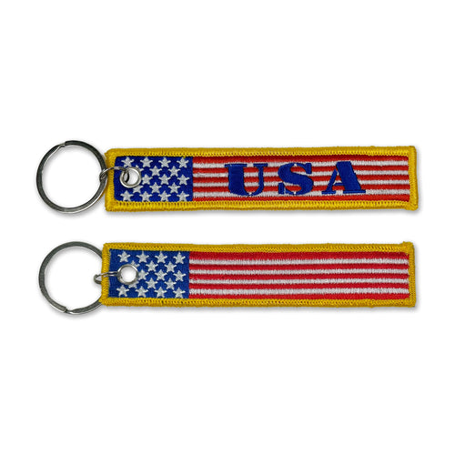 USA Double Sided Embroidered Key Chain