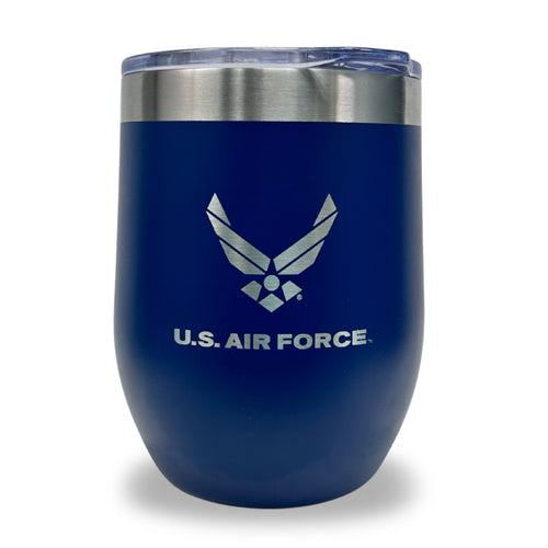 Air Force Wings Stainless Steel Laser Etched 16oz Cooler (Navy)