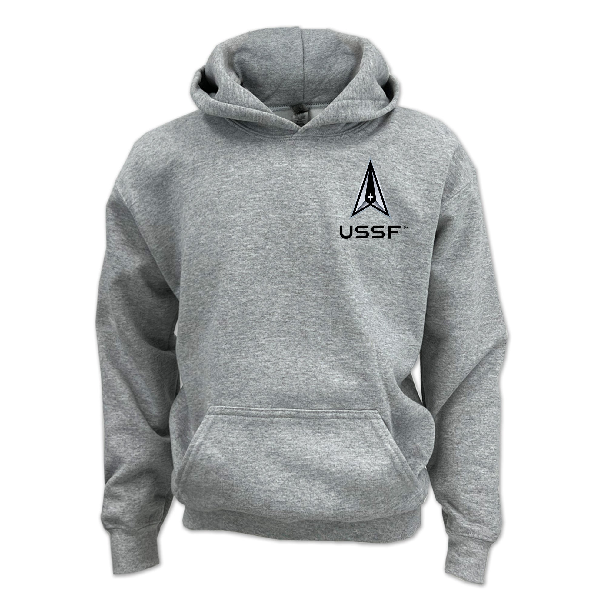 Pick Your Design Space Force Youth Hooded Sweatshirt (Grey)