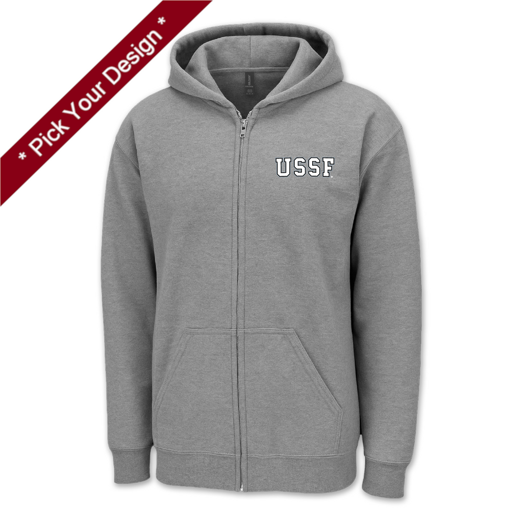 Pick Your Design Space Force Full Zip Hooded Sweatshirt