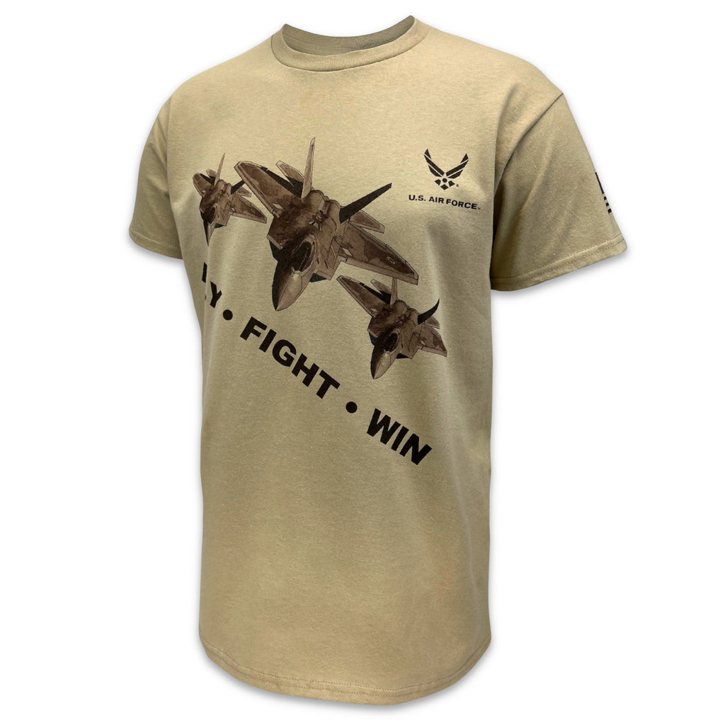Air Force Squad Fly Fight Win T-Shirt (Tan)