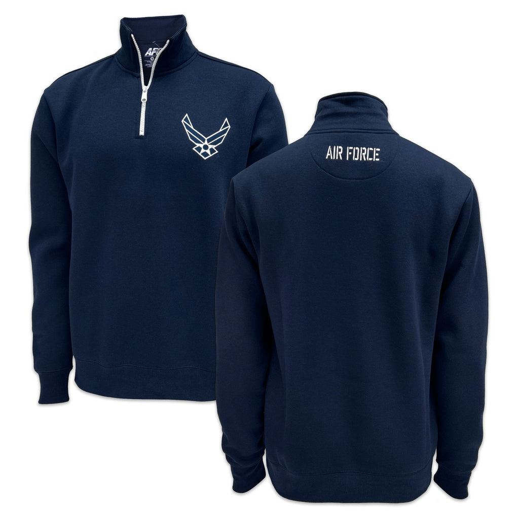 Air Force Wings Tackle Twill Embroidered Fleece Quarter Zip (Navy)