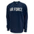 Air Force Wings Tackle Twill Embroidered Raglan Fleece Crewneck (Navy)