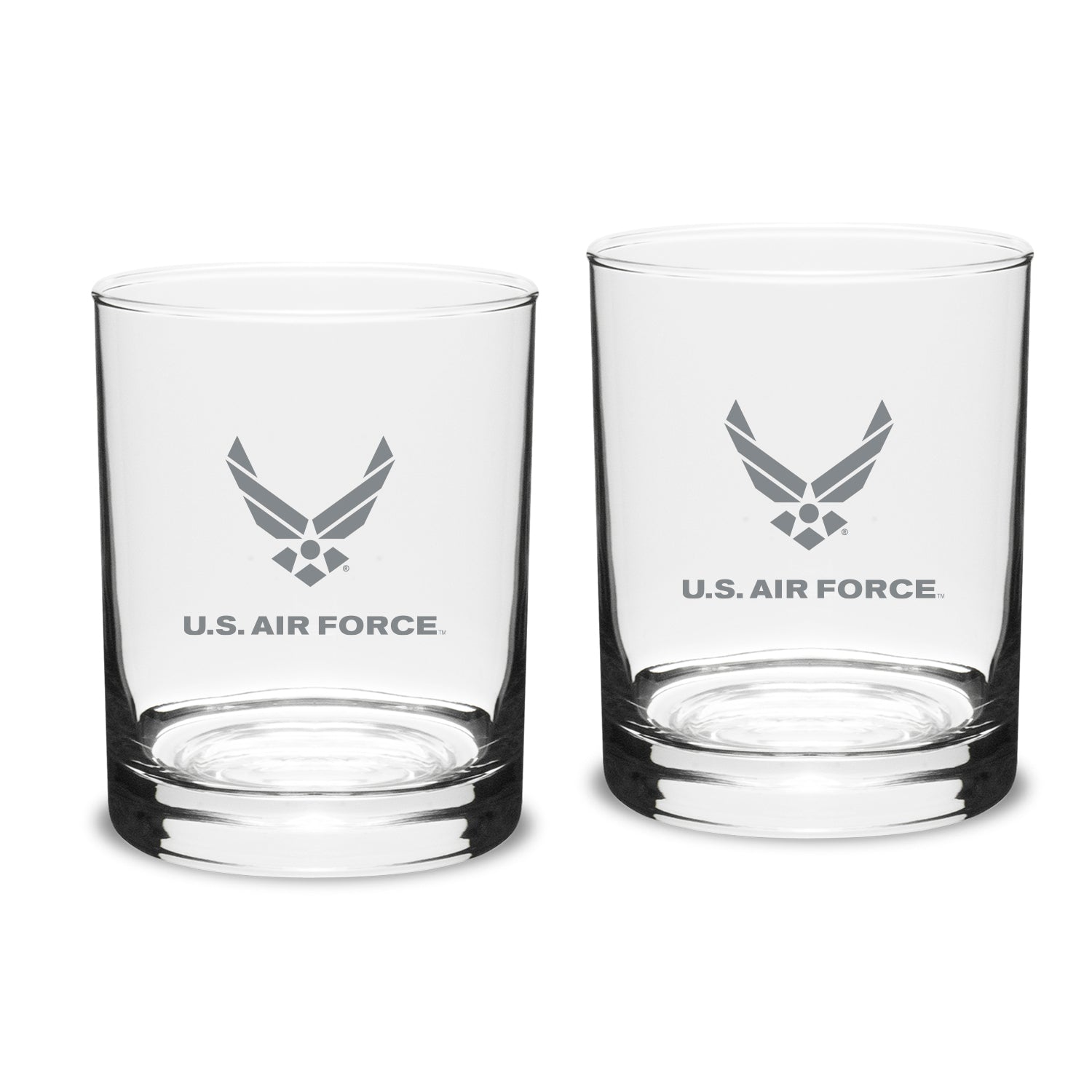 Air Force Wings 14oz Deep Etched Double Old Fashion Glasses (Clear)*