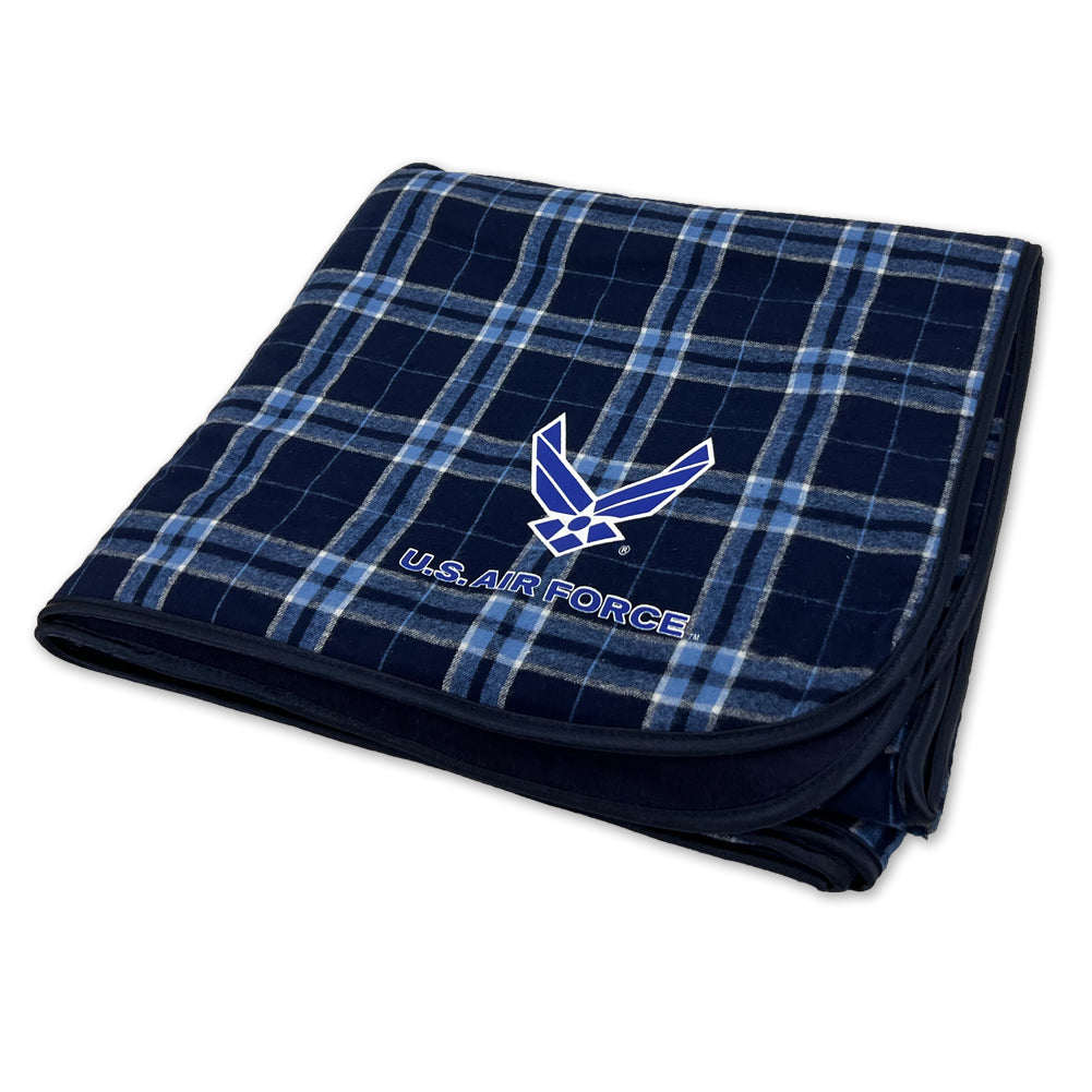 Air Force Wings Premium Flannel Blanket (Navy/Columbia)