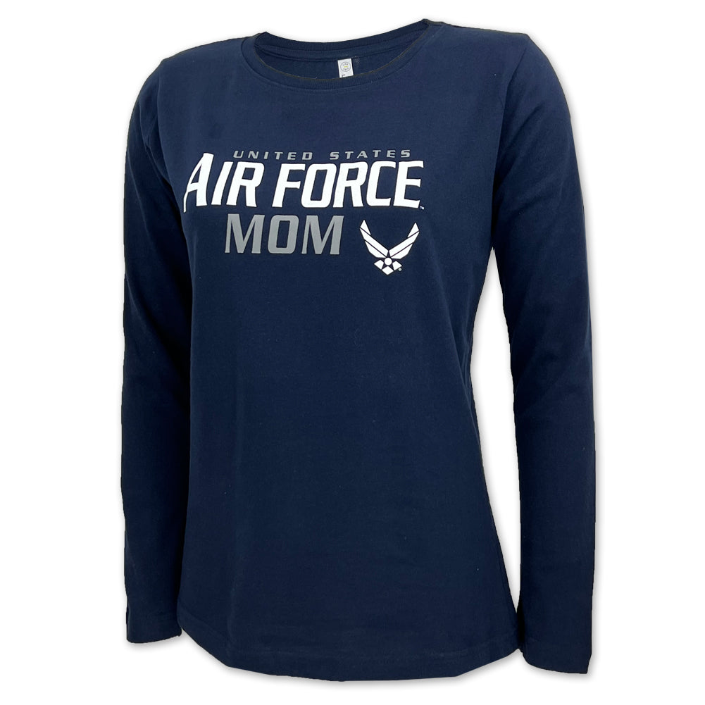 Ladies United States Air Force Mom Long Sleeve T-Shirt (Navy)