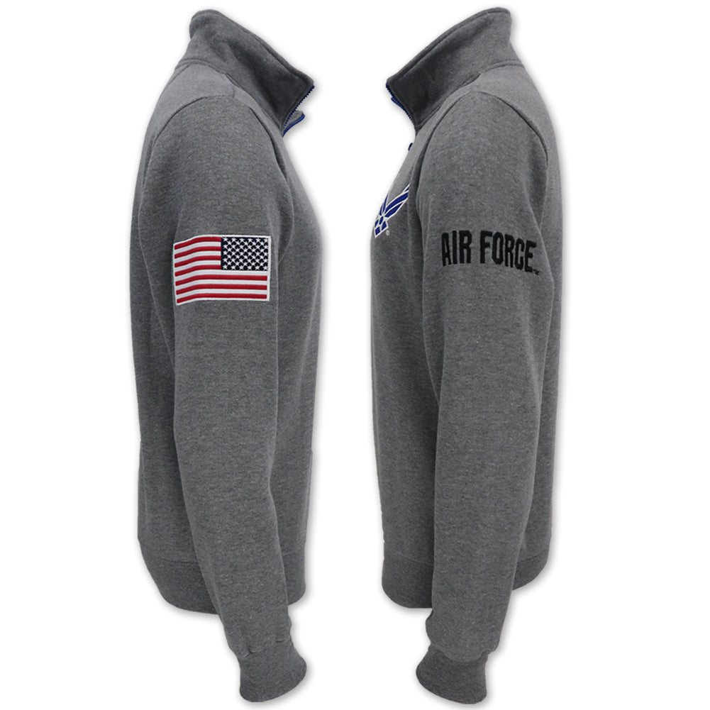 AIR FORCE WINGS EMBROIDERED FLEECE 1/4 ZIP (GREY) 2